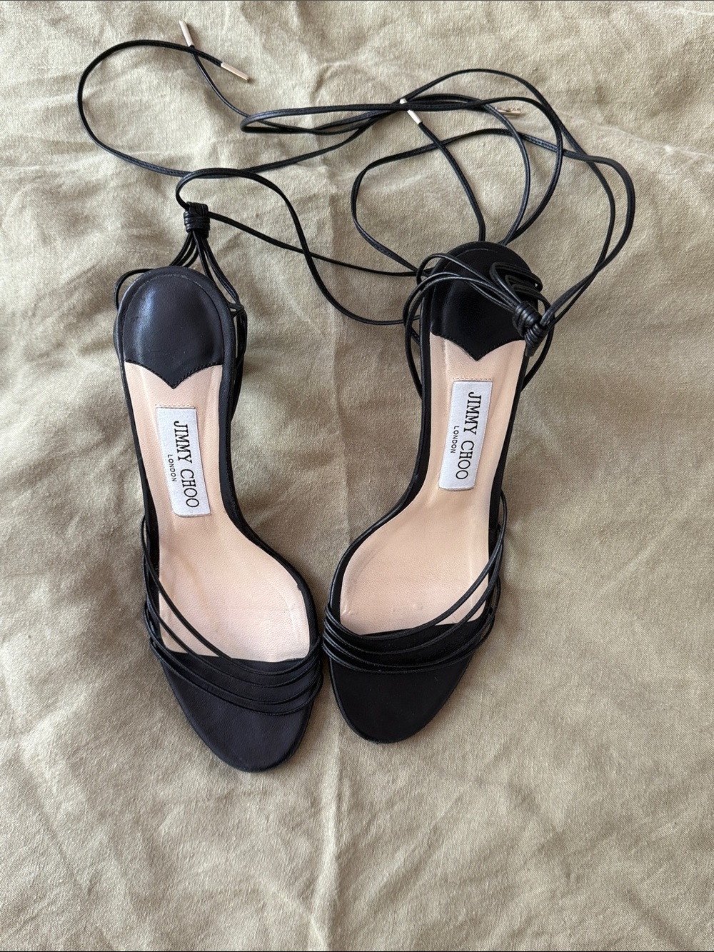 Jimmy Choo Black Lace-Up Strappy Heels